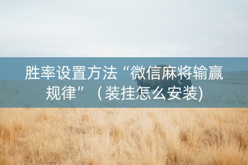 胜率设置方法“微信麻将输赢规律”（装挂怎么安装)
