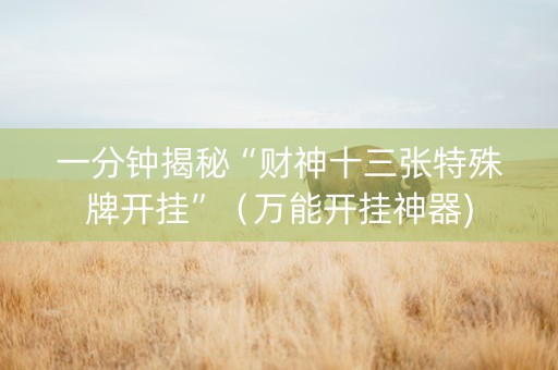 一分钟揭秘“财神十三张特殊牌开挂”（万能开挂神器)