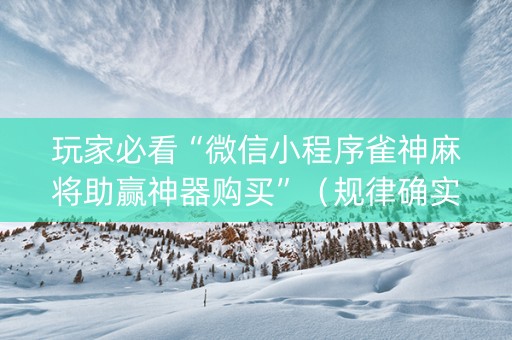 玩家必看“微信小程序雀神麻将助赢神器购买”（规律确实有挂)