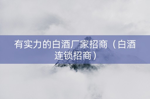 有实力的白酒厂家招商（白酒连锁招商）