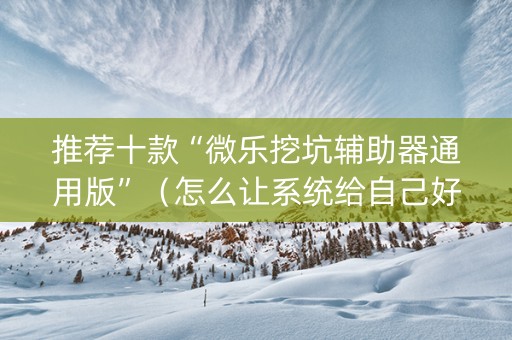 推荐十款“微乐挖坑辅助器通用版”（怎么让系统给自己好牌)