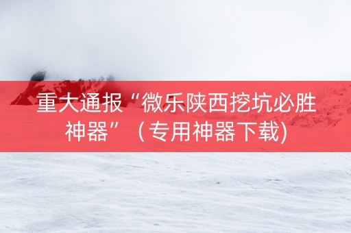 重大通报“微乐陕西挖坑必胜神器”（专用神器下载)