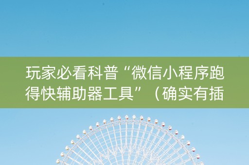 玩家必看科普“微信小程序跑得快辅助器工具”（确实有插件吗)