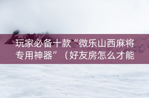玩家必备十款“微乐山西麻将专用神器”（好友房怎么才能赢)