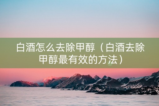 白酒怎么去除甲醇（白酒去除甲醇最有效的方法）
