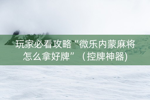 玩家必看攻略“微乐内蒙麻将怎么拿好牌”（控牌神器)