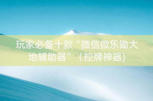 玩家必备十款“微信微乐锄大地辅助器”（控牌神器)