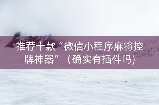 推荐十款“微信小程序麻将控牌神器”（确实有插件吗)