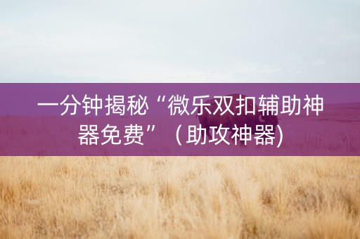 一分钟揭秘“微乐双扣辅助神器免费”（助攻神器)