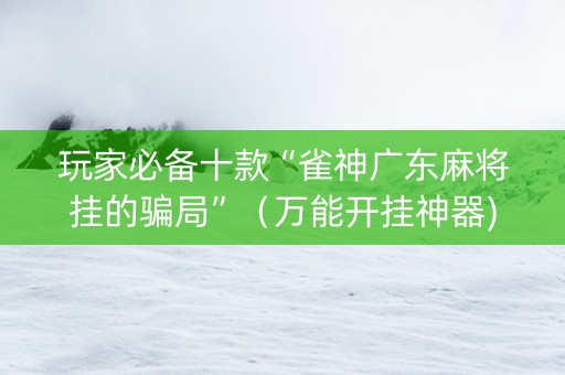玩家必备十款“雀神广东麻将挂的骗局”（万能开挂神器)
