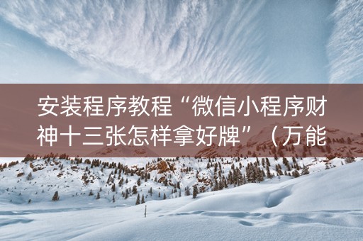 安装程序教程“微信小程序财神十三张怎样拿好牌”（万能开挂器)