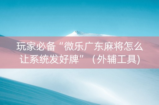 玩家必备“微乐广东麻将怎么让系统发好牌”（外辅工具)