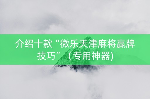 介绍十款“微乐天津麻将赢牌技巧”（专用神器)
