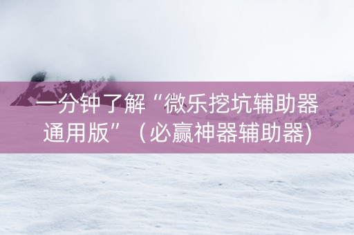 一分钟了解“微乐挖坑辅助器通用版”（必赢神器辅助器)