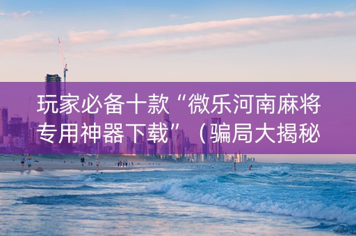 玩家必备十款“微乐河南麻将专用神器下载”（骗局大揭秘)