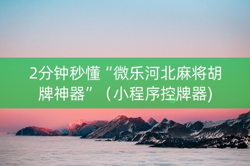 2分钟秒懂“微乐河北麻将胡牌神器”（小程序控牌器)