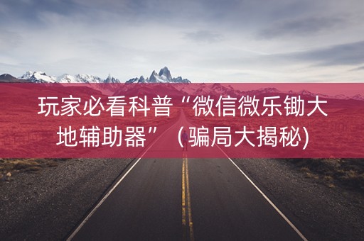 玩家必看科普“微信微乐锄大地辅助器”（骗局大揭秘)
