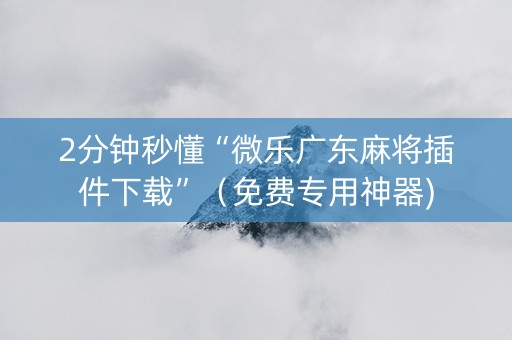 2分钟秒懂“微乐广东麻将插件下载”（免费专用神器)