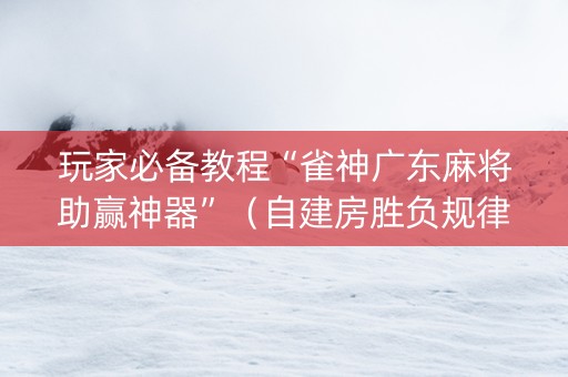 玩家必备教程“雀神广东麻将助赢神器”（自建房胜负规律)