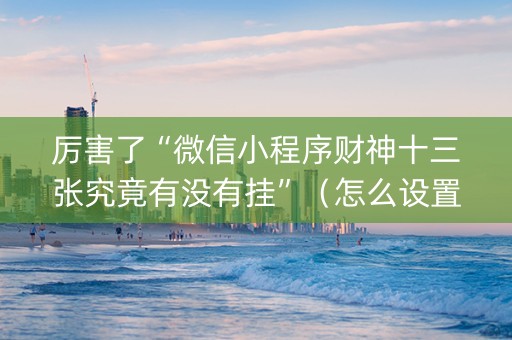 厉害了“微信小程序财神十三张究竟有没有挂”（怎么设置能有好牌)