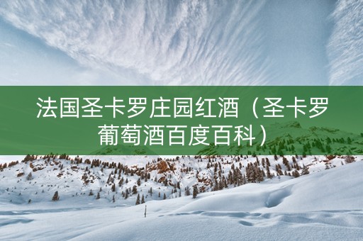 法国圣卡罗庄园红酒（圣卡罗葡萄酒百度百科）