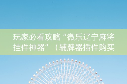 玩家必看攻略“微乐辽宁麻将挂件神器”（辅牌器插件购买)