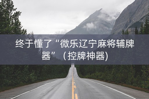 终于懂了“微乐辽宁麻将辅牌器”（控牌神器)