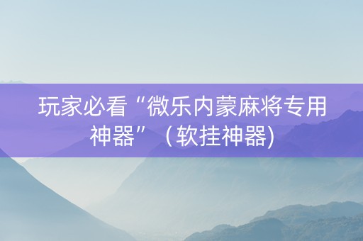 玩家必看“微乐内蒙麻将专用神器”（软挂神器)
