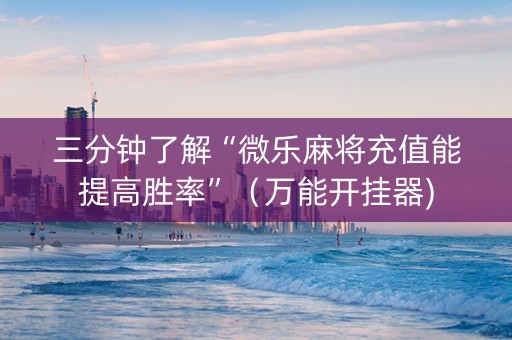 三分钟了解“微乐麻将充值能提高胜率”（万能开挂器)