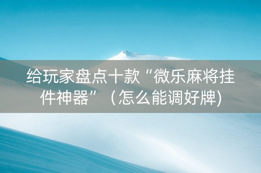 给玩家盘点十款“微乐麻将挂件神器”（怎么能调好牌)