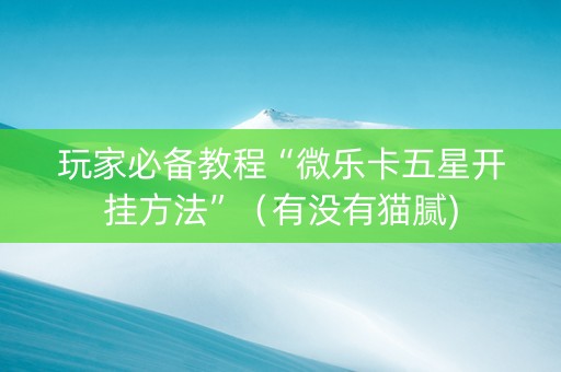 玩家必备教程“微乐卡五星开挂方法”（有没有猫腻)