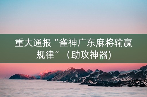 重大通报“雀神广东麻将输赢规律”（助攻神器)