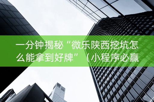 一分钟揭秘“微乐陕西挖坑怎么能拿到好牌”（小程序必赢神器)