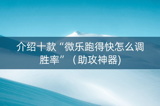 介绍十款“微乐跑得快怎么调胜率”（助攻神器)
