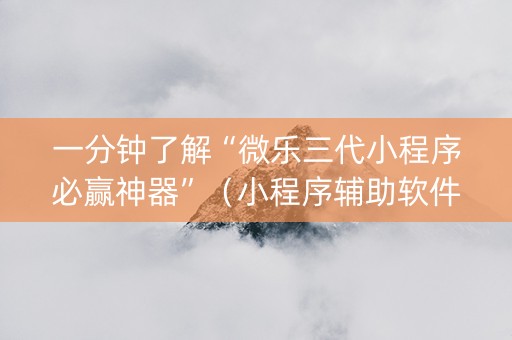 一分钟了解“微乐三代小程序必赢神器”（小程序辅助软件)