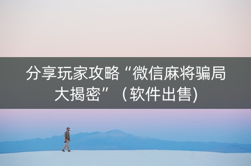 分享玩家攻略“微信麻将骗局大揭密”（软件出售)