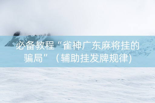 必备教程“雀神广东麻将挂的骗局”（辅助挂发牌规律)