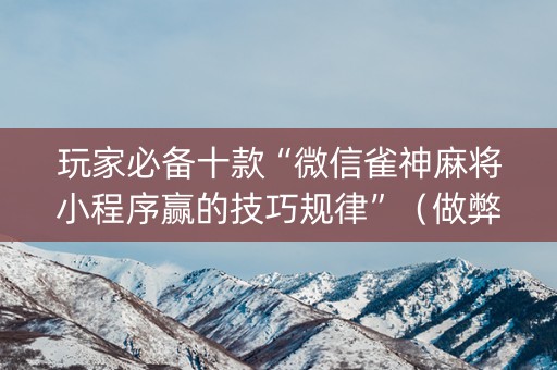 玩家必备十款“微信雀神麻将小程序赢的技巧规律”（做弊器软件下载)