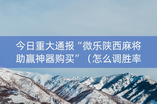 今日重大通报“微乐陕西麻将助赢神器购买”（怎么调胜率)