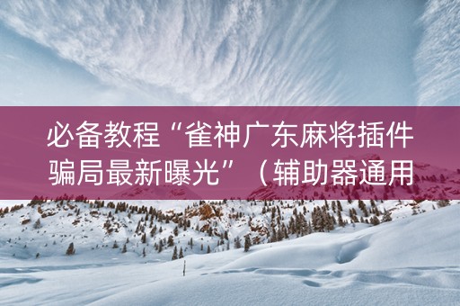必备教程“雀神广东麻将插件骗局最新曝光”（辅助器通用版)