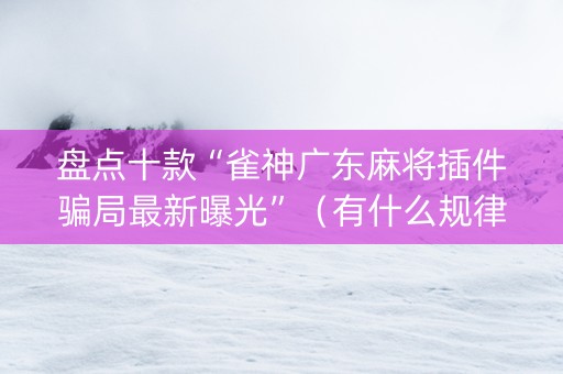 盘点十款“雀神广东麻将插件骗局最新曝光”（有什么规律)