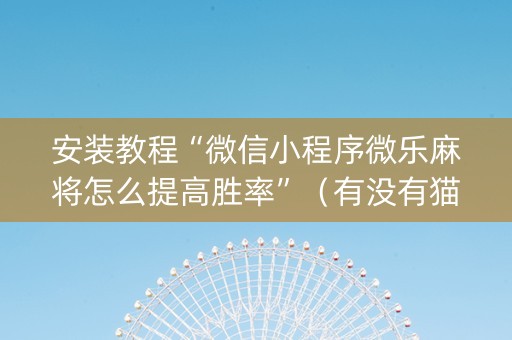 安装教程“微信小程序微乐麻将怎么提高胜率”（有没有猫腻)