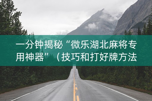 一分钟揭秘“微乐湖北麻将专用神器”（技巧和打好牌方法)