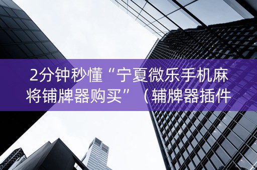 2分钟秒懂“宁夏微乐手机麻将铺牌器购买”（辅牌器插件购买)