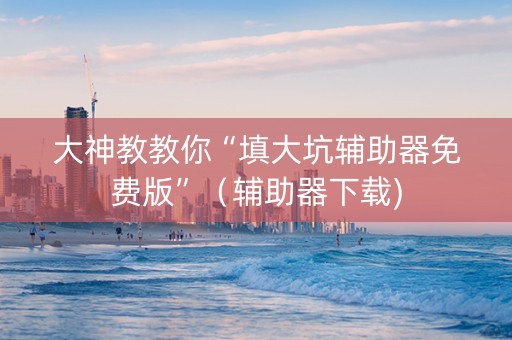 大神教教你“填大坑辅助器免费版”（辅助器下载)
