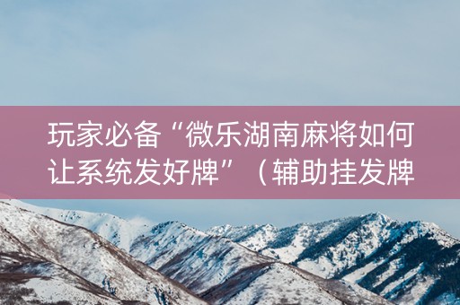 玩家必备“微乐湖南麻将如何让系统发好牌”（辅助挂发牌规律)