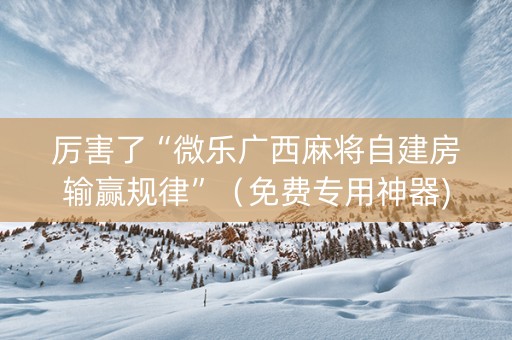 厉害了“微乐广西麻将自建房输赢规律”（免费专用神器)