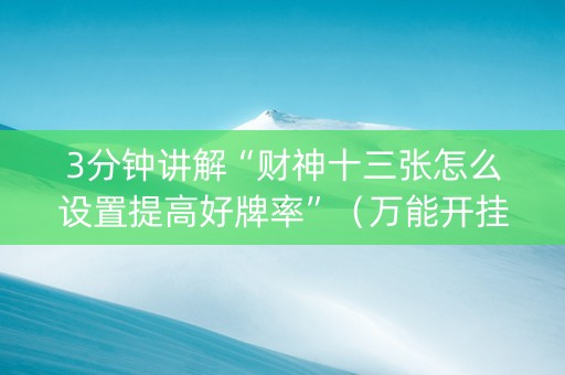 3分钟讲解“财神十三张怎么设置提高好牌率”（万能开挂神器)