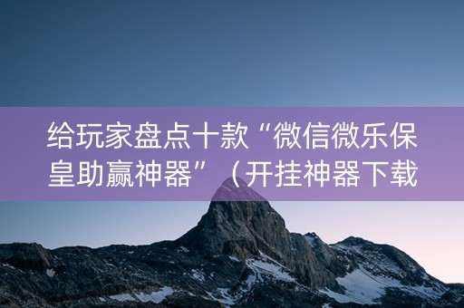 给玩家盘点十款“微信微乐保皇助赢神器”（开挂神器下载)