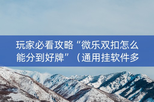玩家必看攻略“微乐双扣怎么能分到好牌”（通用挂软件多少钱)